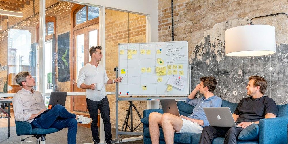 Marketing team collaborating on a campaign