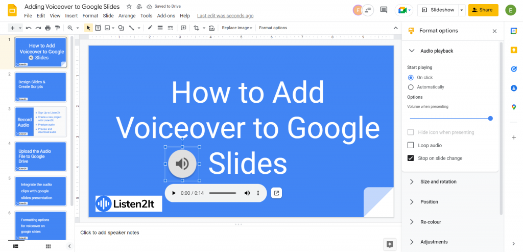 google slide presentation with voice over
