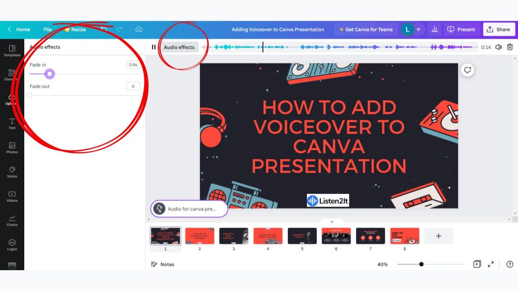 how to do voice over presentation in canva
